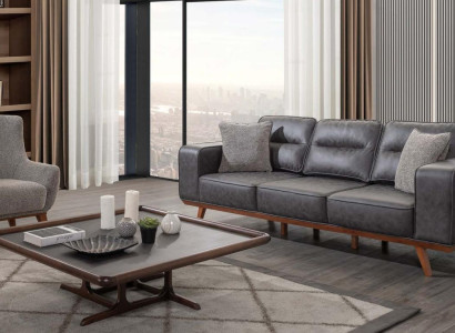 Gray Living room Sofa set Three Seater Armchair Luxury Upholstery Seater